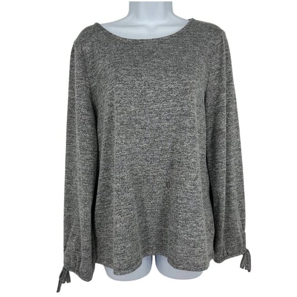 Talbots Round Neck Long Sleeve with Tie Detail Metallic Threading Shirt Size L - Picture 1 of 8